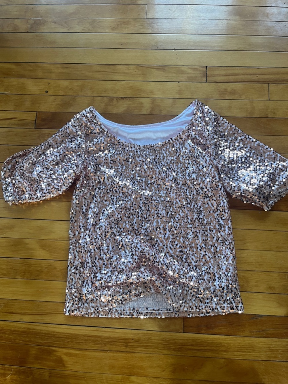 Rose Gold Sequin Short Sleeve Top